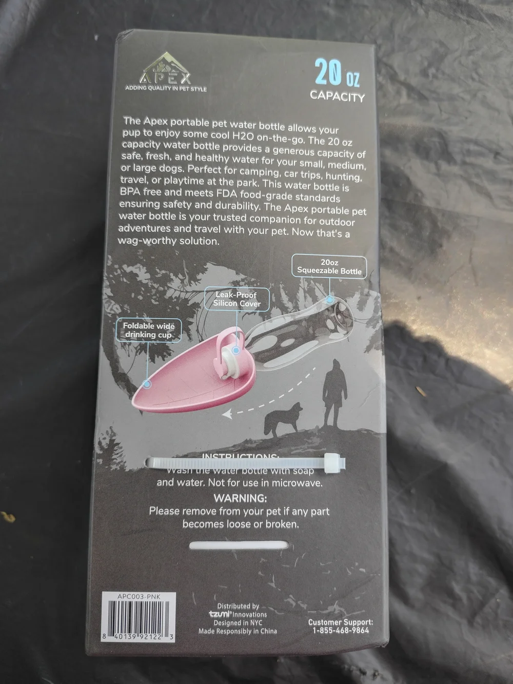 Apex Portable Pet Water Bottle - Pink